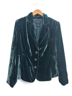 Lane Bryant Deep Teal Velvet 3 Button Blazer Size 14